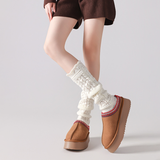 Willow Lace Chunky Knit Wool Blend Slouch Crew Socks | Ivory White