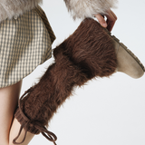 Britney Y2K Faux Fur Leg Warmers | Brown