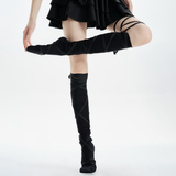 Giselle Balletcore Lace-Up Tie Knee High Socks | Black