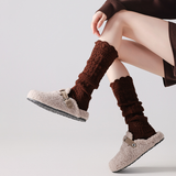 Willow Lace Chunky Knit Wool Blend Slouch Crew Socks | Brown