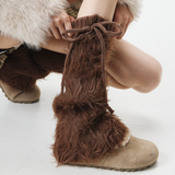 Britney Y2K Faux Fur Leg Warmers | Brown