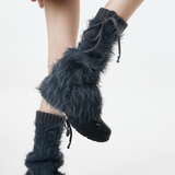 Britney Y2K Faux Fur Leg Warmers | Grey