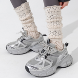 Willow Lace Chunky Knit Wool Blend Slouch Crew Socks | Ivory White