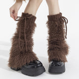 Britney Y2K Faux Fur Leg Warmers | Brown