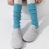 Willow Lace Chunky Knit Wool Blend Slouch Crew Socks | Light Blue