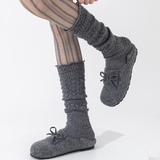 Willow Lace Chunky Knit Wool Blend Slouch Crew Socks | Gray