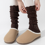 Willow Lace Chunky Knit Wool Blend Slouch Crew Socks | Brown