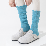Willow Lace Chunky Knit Wool Blend Slouch Crew Socks | Light Blue