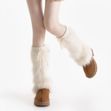 Britney Y2K Faux Fur Leg Warmers | White