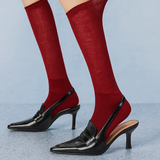 Sadie Wool Blend Slouch Mid High Sock | Red