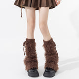 Britney Y2K Faux Fur Leg Warmers | Brown