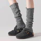 Willow Lace Chunky Knit Wool Blend Slouch Crew Socks | Gray