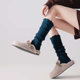 Willow Lace Chunky Knit Wool Blend Slouch Crew Socks | Dark Blue