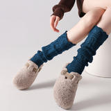 Willow Lace Chunky Knit Wool Blend Slouch Crew Socks | Dark Blue