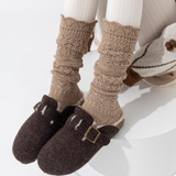 Willow Lace Chunky Knit Wool Blend Slouch Crew Socks | Khaki