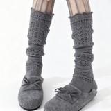 Willow Lace Chunky Knit Wool Blend Slouch Crew Socks | Gray