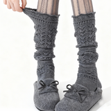 Willow Lace Chunky Knit Wool Blend Slouch Crew Socks | Gray
