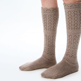 Willow Lace Chunky Knit Wool Blend Slouch Crew Socks | Khaki