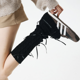 Aurora Ribbon Bow Cable Knit Coquette Leg Warmers | Black