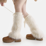 Britney Y2K Faux Fur Leg Warmers | White