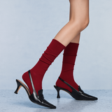 Sadie Wool Blend Slouch Mid High Sock | Red