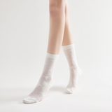 Stella Star Applique Semi-Sheer Crew Sock | White