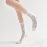 Stella Star Applique Semi-Sheer Crew Sock | White