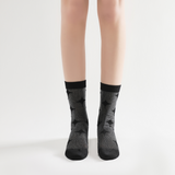 Stella Star Applique Semi-Sheer Crew Sock | Black
