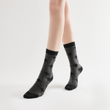 Stella Star Applique Semi-Sheer Crew Sock | Black
