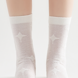 Stella Star Applique Semi-Sheer Crew Sock | White