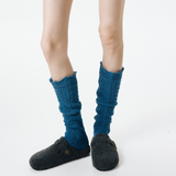Willow Lace Chunky Knit Wool Blend Slouch Crew Socks | Dark Blue