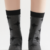 Stella Star Applique Semi-Sheer Crew Sock | Black