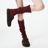 Willow Lace Chunky Knit Wool Blend Slouch Crew Socks | Cherry Red