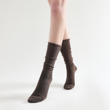 Sadie Wool Blend Slouch Mid High Sock | Brown