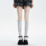 Giselle Balletcore Lace-Up Tie Knee High Socks | Grey
