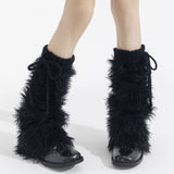 Britney Y2K Faux Fur Leg Warmers | Black