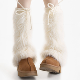 Britney Y2K Faux Fur Leg Warmers | White