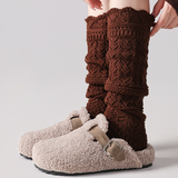 Willow Lace Chunky Knit Wool Blend Slouch Crew Socks | Brown