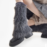 Britney Y2K Faux Fur Leg Warmers | Grey