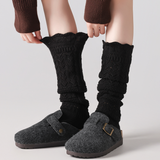 Willow Lace Chunky Knit Wool Blend Slouch Crew Socks | Black