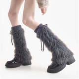 Britney Y2K Faux Fur Leg Warmers | Grey