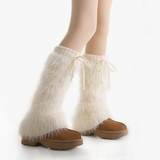 Britney Y2K Faux Fur Leg Warmers | White