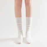 Sadie Wool Blend Slouch Mid High Sock | White