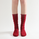 Sadie Wool Blend Slouch Mid High Sock | Red