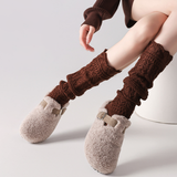 Willow Lace Chunky Knit Wool Blend Slouch Crew Socks | Brown