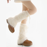 Britney Y2K Faux Fur Leg Warmers | White