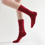 Sadie Wool Blend Slouch Mid High Sock | Red