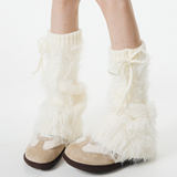 Britney Y2K Faux Fur Leg Warmers | White