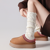 Willow Lace Chunky Knit Wool Blend Slouch Crew Socks | Ivory White
