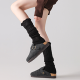 Willow Lace Chunky Knit Wool Blend Slouch Crew Socks | Black